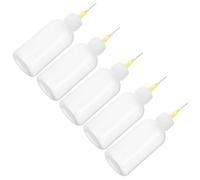 Mobestech Flacons à embout fin pour émaillage de poterie 5Pcs, bouteille en plastique blanc 50cc, contrôle précis de l’usage pour argile et céramique, pour artistes et passionnés de poterie