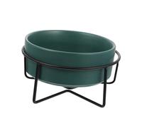 Mobestech Gamelle Céramique Surélevée pour Chien et Chat avec Support Fer Noir Bol Eau Protecteur de Cou pour Animaux Anti-éclaboussures et Facile à Nettoyer