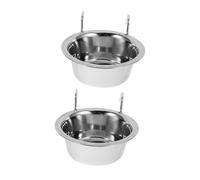 Mobestech Gamelle Suspendue pour Chien Et Chat INOX Anti-débordement, Lot De 2, Grand Format, Distributeur De Nourriture Pratique, Gain De Place pour Petits Animaux
