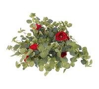 Mobestech Guirlande de Roses Artificielles Rouges Eucalyptus Couronne Décorative Murale et Porte Décoration Romantique Suspendue pour Mariage Fête et Intérieur sans Entretien