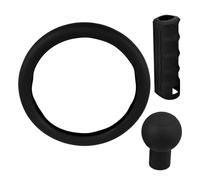 Mobestech Housse de Volant en Silicone Noire Antitranspirante Cache Levier de Vitesse et Couvre Frein à Main, Ensemble Intérieur Voiture 3 Pièces Facile à Installer