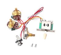 Mobestech Kit de Câblage Précâblé pour Guitare Électrique Sélecteur 5 Positions Potentiomètre de Volume 250 Kω Potentiomètre de Tonalité Prise Jack Faisceau de Câblage Complet pour