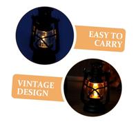 Mobestech Lampe à Pétrole Miniature Rétro Noire Décorative avec Lumière LED Suspendue pour Décoration de Fête de Noël Accessoire Vintage Polyvalent pour Intérieur et Extérieur
