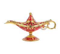 Mobestech Lampe à Souhaits Vintage Doré Rouge Décoration de Table Exotique pour Bureau Accessoire de Costume et Objet de Collection Arabian