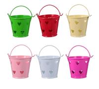 Mobestech Lot de 12 Mini Seaux en Fer Blanc Colorés de Cœur Creux, Seaux à Bonbons Créatifs pour Rangement de Snacks, pour Fêtes et Clubs Couleur Aléatoire