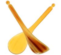 Mobestech Lot de 2 Bâtonnets D'acupression en Corne Naturelle, Forme Lame et Raquette, Masseur Manuel pour Visage et Yeux, Outil de Massage Compact pour Soin Peau et Élimination des Poches
