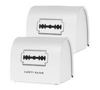 Mobestech Lot de 2 Boîtes Métalliques Blanches pour Déchets de Rasoir, Conteneurs Portables Compacts et Sûrs pour Lames de Rasage, Collecteurs Pratiques Adaptés aux Salons de Coiffure