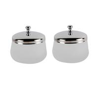 Mobestech Lot de 2 Gobelets Ronds en Verre Givré Couvercle Inoxydable pour Dissolvant Vernis à Ongles, 120 Ml, Usage Manucure Professionnelle et Domicile, Accessoires Nail Art