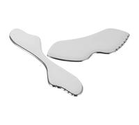 Mobestech Lot de 2 Grattoirs Gua Sha en Acier Inoxydable Argenté Grand Format, Forme Lèvres et Aile Longue, Outils de Massage Visage, Cou et Corps pour Relaxation et Soin Peau, Massage