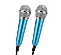 Mobestech Lot de 2 Mini Microphones K Song pour Téléphone Portable Micro d'Enregistrement Compact Bleu Compatible PC et Smartphones 35 MM Karaoké et Communication Webcam