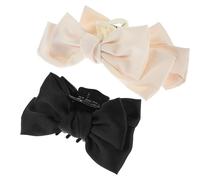 Mobestech Lot de 2 Pinces à Cheveux à Gros Nœud Blanc et Ondulé, Accessoires pour Cheveux Épais et Fins, Clip Décoratif en Tissu et Plastique, pour Coiffure Quotidienne et Cérémonies