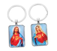 Mobestech Lot De 2 Porte-Clés Avec Cadre Photo Jésus Porte-Clés Chrétiens Pour Femmes Images De La Vierge De Guadalupe Porte-Clés Religieux Clé D'Église En Vrac Alliage