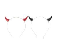 Mobestech Lot de 2 Serrage-Têtes à Cornes de Démon Halloween Accessoires Coiffure Légers en Noir et Rouge Bandeaux Festifs pour Costume Fête et Soirées à Thème