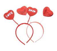 Mobestech Lot de 2 Serrage-têtes Rouges Paillettes de Cœur, Bandeaux Décoratifs Saint-valentin, Accessoires pour Cheveux de Cortège Nuptial et Fêtes, Bandeaux pour Filles
