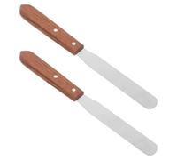 Mobestech Lot de 2 Spatules Métalliques pour Épilation avec Manche en Bois Ergonomique, Applicateur de Cire Antiadhésif en Acier Inoxydable, pour Soins à Domicile et Institut de Beauté