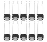 Mobestech Lot de 20 Micro-Interrupteurs Tactiles Momentané 6X5 MM à Bouton-Poussoir Rond Blanc Longues Pattes 2 Broches pour Montage sur Plaque D’Essai Kit Boutons-Poussoirs pour