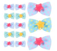Mobestech Lot de 20 Nœuds pour Chien avec Élastiques Accessoires de Toilettage pour Petits Chiens Motifs Étoile Couleurs Bleu Ciel et Vert Émeraude pour Fêtes et Déguisements