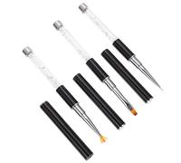 Mobestech Lot de 3 Pinceaux à Ongles pour Nail Art Stylo Manucure Noir en Acrylique Diamant Kit Professionnel de Pinceaux Fins pour Décoration et DIY Onglerie