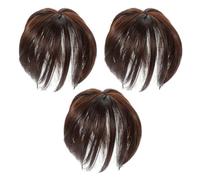 Mobestech Lot de 3 Postiches Volumisants en Fibres Synthétiques 15 Cm Couleur Brun Foncé pour Femmes aux Cheveux Clairsemés Complément Capillaire Léger et Respirant pour Camoufler Cheveux