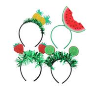 Mobestech Lot de 4 Bandeaux Cheveux Fantaisie en Tissu Léger Motifs Fruits pour Femmes et Adolescentes Accessoires Coiffure Colorés pour Festivals Fêtes Hawaïennes et Cosplay
