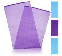 Mobestech Lot de 4 Moufles de Toilette Exfoliants Japonerie en Nylon 2 Bleus et 2 Violets Moufles de Exfoliant pour Corps pour Gommage Doux et Nettoyage des Zones Difficiles