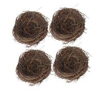 Mobestech Lot de 4 Nids d'oiseaux Décoratifs en Rotin Tressé 15 CM Faux Nid d'Oiseau Imité pour Décoration de Jardin Tables et Accessoires Photo Créatifs