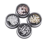 Mobestech Lot De 4 Perles Blanches Rondes En Acier Inoxydable Pour Nail Art, Décoration Manucure Diy, Accessoires Femme Et Fille, Décoration Ongles Et Créations Personnalisées