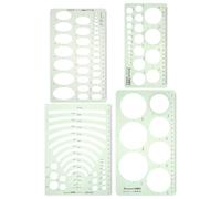 Mobestech Lot de 4 Règles Géométriques Transparentes Vertes en Plastique Léger, Modèles de Dessin pour Mesures Précises, Outils Scolaires et Bureau, pour Architecture et Design Artistique