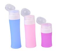 Mobestech Lot De 4 Set De Flacons Cosmétiques Cylindriques En Silicone 38ml Violet 60ml Rose 80ml Bleu Ensemble De Voyage Étanche Pour Femme Paquet Pvc Transparent Pour Soins Personnels