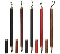 Mobestech Lot de 5 Crayons Éternels en Bois Naturel Ébène Rouge Bois de Wengé Mine Incassable Crayon à Dessin et Ingénieur Réutilisable pour Travaux Dessin et Écriture