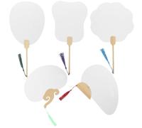 Mobestech Lot de 5 Éventails Ronds Chinois en Papier de Riz Vierges pour Peinture DIY Double Face Surface Lisse Léger 22 CM Créatif pour Garçon et Filles Loisirs Couleur Aléatoire