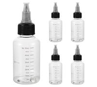 Mobestech Lot de 5 Flacons Applicateurs à Pression 50ml Transparents avec Bouchon Pointe Fine, Bouteilles en Plastique Souple Graduées pour Peinture, Bricolage et Loisirs Créatifs