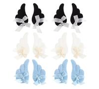 Mobestech Lot de 6 Pinces à Cheveux Ailes D’Ange en Plumage Noir Blanc Bleu Pinces Plates Esthétiques pour Cosplay Fêtes Mariages et Festivals Accessoires Féeriques pour Femmes et