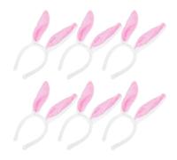 Mobestech Lot de 6 Serrage-têtes Lapin en Peluche Blancs et Roses, Bandeaux à Cheveux Doux Oreilles de Lapin, Accessoires pour Fête, Cosplay et Déguisement, Couvre-chefs pour Femmes