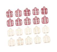 Mobestech Lot de 60 Breloques en Alliage Symbole de Double Décoration de Mariage DIY Pendentifs Rouge Vif et Doré Charmes Suspendus pour Tenues de Mariée Accessoires Créatifs pour