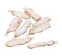 Mobestech Lot de 8 Pendentifs en Perles D’Eau Douce Irrégulières 8-20 MM avec Bordure Dorée Breloques Baroques Naturelles pour Création de Colliers Boucles D’Oreilles et Accessoires DIY