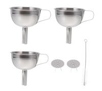 Mobestech Lot Entonnoirs Inox avec Filtre Mini Entonnoir Cuisine avec Tamis Acier Inoxydable Accessoires pour Filtrer Huiles Confiture Substances Fluides et Poudres Facile à Nettoyer
