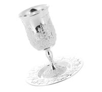 Mobestech Lot Présent Invité de Verre à Vin de Bureau en Alliage de Zinc Argenté, Coupe Sainte Pâque Élégante pour Célébrations et Cérémonies Juives