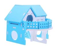 Mobestech Maison pour Hamster Double Bleu et Blanc Cachette Sécurisée et Confortable pour Petits Rongeurs Accessoire Pratique pour Enclos de Hamster et Lapin Nain pour Jouets et Détente