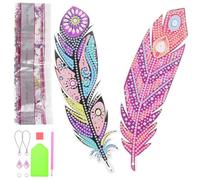 Mobestech Marque-pages DIY en Acrylique Plume Pendentif Cristal, Kit de 2 Pièces, Décor Rétro, Outil de Lecture Guidée pour Bureau, École et Bibliothèque