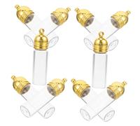 Mobestech Mini Bouteilles En Verre à Souhaits 35x11mm Transparent Bouchon Acrylique Doré, Lot De 10 Pcs Pour Loisirs Créatifs, Décoration Suspendue, Usage Voyage Et Présent Souvenir