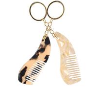 Mobestech Mini Peigne Porte-clés en Acétate Blanc Cassé et Imprimé Léopard Clair, Accessoire de Coiffage Portable et Léger pour Paquet à Main, Breloque de Paquet Pratique pour Soin