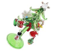 Mobestech Mini Sapin de Noël Cristal Verre avec Charms Flocon et Bonhomme de Décoration de Bureau Compacte et Élégante pour Centre de Table Festif