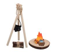 Mobestech Miniature Bonfire Dollhouse Camping Set with Hanging Pot and Realistic Flames Portable Small Fire Pit for Outdoor Scene and Holiday Tabletop Decoration