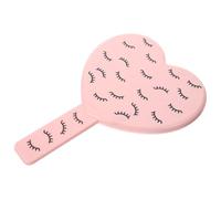 Mobestech Miroir Compact de Cœur Poignée, Petit Format 13x18,5 Cm, Miroir de Poche Portable pour Maquillage, Usage Voyage et Paquet à Main, Coloris Rose Décor Cils