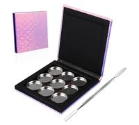 Mobestech Palette de Maquillage Vide Magnétique Ronde avec Spatule en Acier Inoxydable, Papier Aimanté Personnalisable pour Usage Quotidien et Voyage