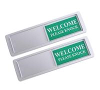 Mobestech Panneau D’Intimité Magnétique pour Porte de Bureau et Toilettes Lot de 2 Indicateurs Coulissants «Ne Pas Déranger» et «Veuillez Frapper» Couleur Argentée Anti-Rayures Usage