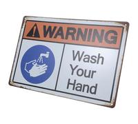 Mobestech Panneau de Sécurité Fer pour Salle de Bain Signal Avertissement Lavage des Mains et Facile à Nettoyer pour Espaces Publics et Laboratoires