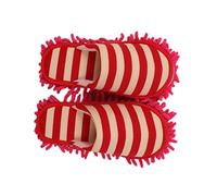 Mobestech Pantoufles De Nettoyage en Chenille Rouge Couvre-Chaussures à Vadrouille Paresseuse Taille Petite Semelles Amovibles pour Nettoyage De Sol La Cuisine Et Bureau pour Toute La Famille