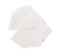 Mobestech Papier à Lettres Vintage 14 Pièces 6 Enveloppes et 8 Feuilles, Motif Notes de Musique Dorées, Blanc, Kit Papeterie pour Mariage, Invitations et Correspondance Élégante